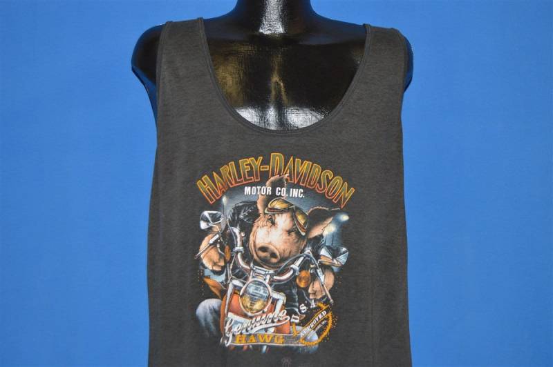 80Er Jahre Harley Davidson 3D Emblem Schwein Tank Top T-Shirt Large von thecaptainsvintage