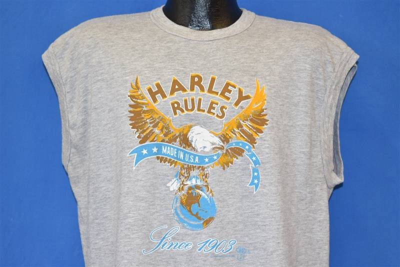 80Er Jahre Harley Davidson Rules Made in Usa T-Shirt Extra Large von thecaptainsvintage