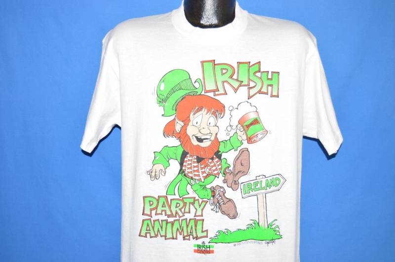 80Er Jahre Irish Party Animal Kobold T-Shirt Large 80Er Jahre Irish Party Animal Kobold T-Shirt Large von thecaptainsvintage