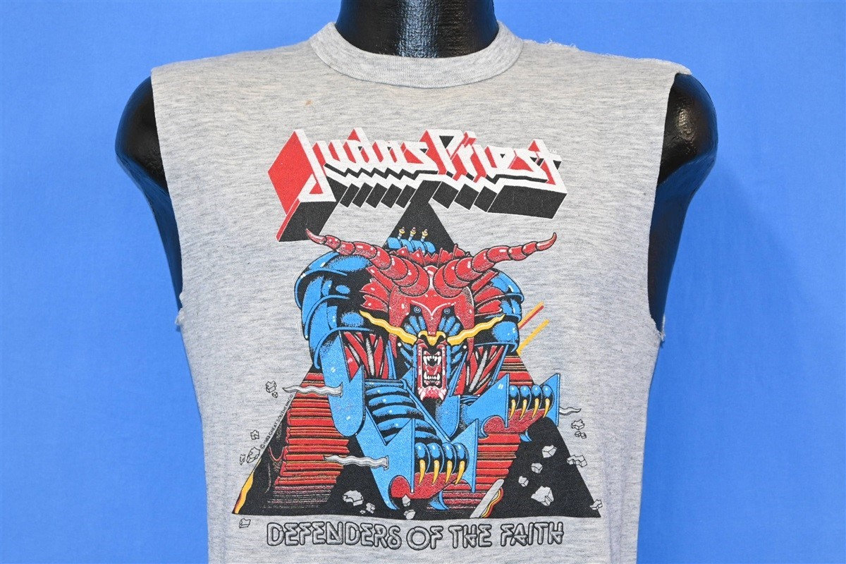 80Er Jahre Judas Priest Defenders Of The Faith Metallian 1983 Rock Muscle T-Shirt Klein von thecaptainsvintage