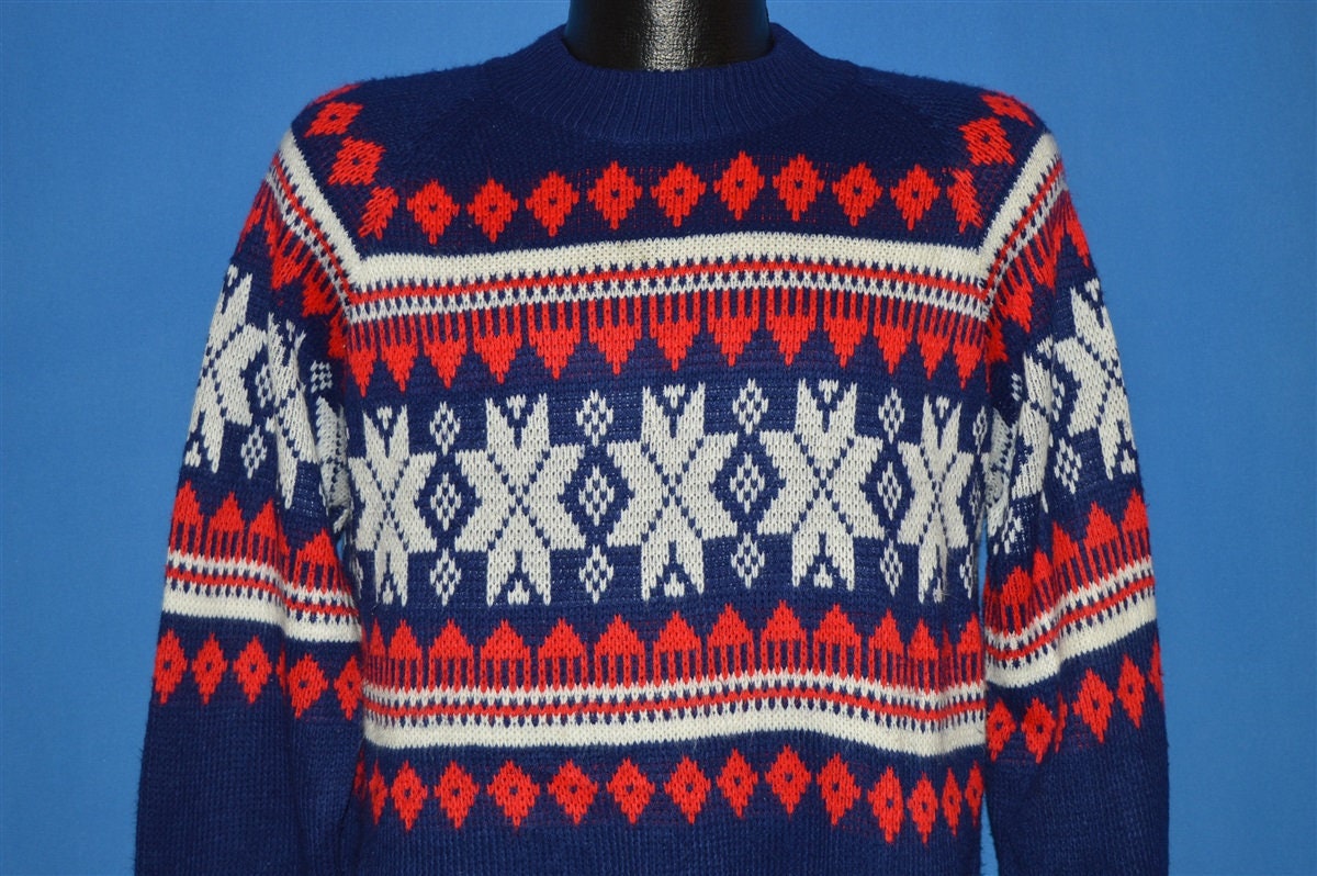 80Er Jahre Kingsport Acrylic Snowflake Pullover Medium von thecaptainsvintage