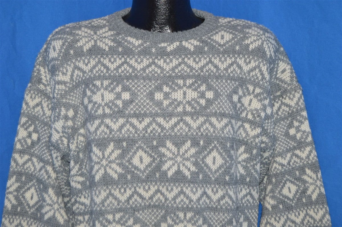 80Er Jahre Le Tigre Grau Weiß Schneeflocken Muster Vintage Sweater Medium 80Er Jahre Le Tigre Grau Weiß Schneeflocken Muster Vintage Sweater Medium von thecaptainsvintage