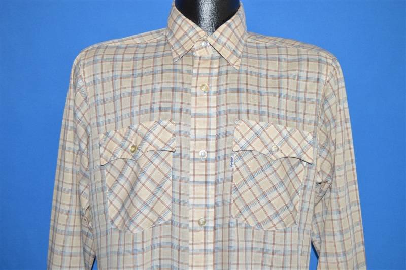 80Er Jahre Levi's Beige Braun Kariertes Hemd Medium 80Er Jahre Levi's Beige Braun Kariertes Hemd Medium von thecaptainsvintage