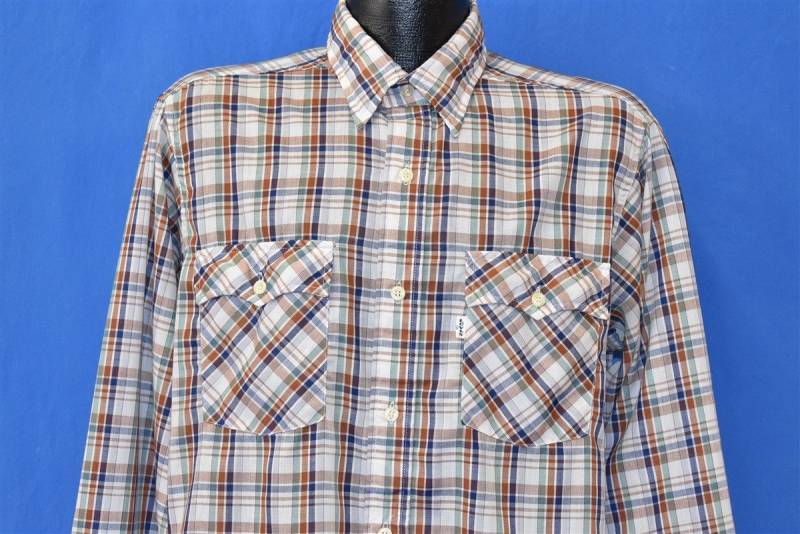 80Er Jahre Levi's White Tab Button Down Shirt Large 80Er Jahre Levi's White Tab Button Down Shirt Large von thecaptainsvintage