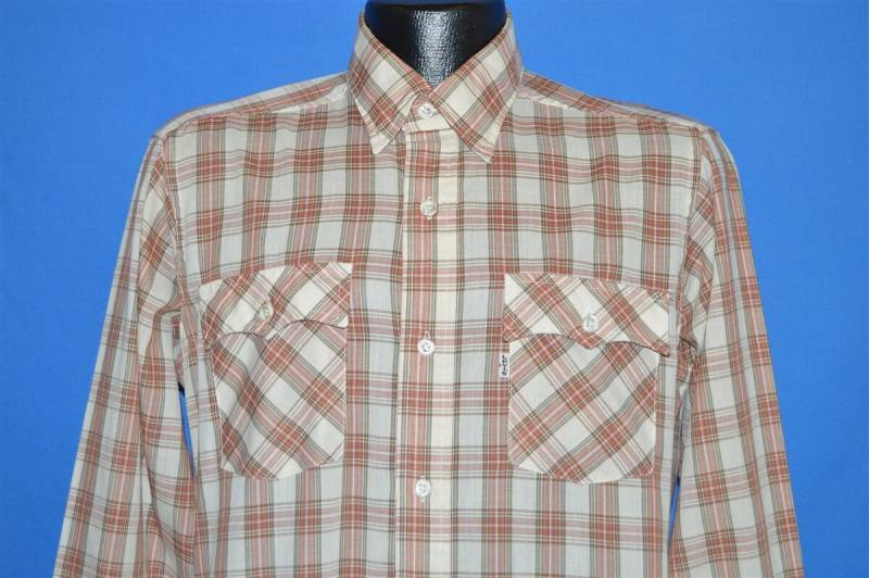 80Er Jahre Levis Rot Off White Kariertes Button-Down-Hemd von thecaptainsvintage