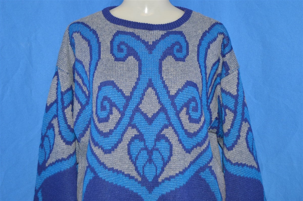 80Er Jahre Lila Blau Grau Abstraktes Muster Vintage Pullover Damen Large 80Er Jahre Lila Blau Grau Abstraktes Muster Vintage Pullover Damen Large von thecaptainsvintage