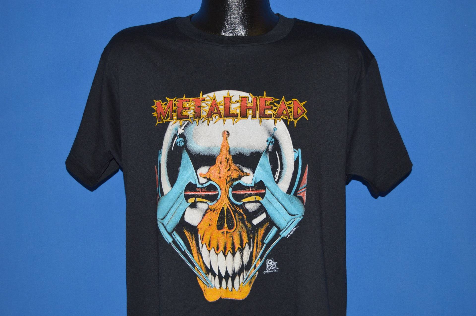 80Er Jahre Metalhead Schädel Cyborg Deadstock T-Shirt Large von thecaptainsvintage