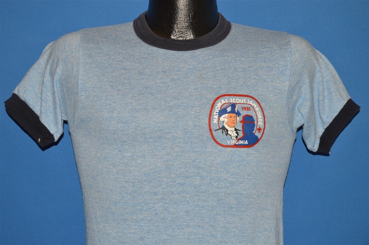 80Er Jahre National Scout Jamboree 1981 Rayon Ringer T-Shirt Extra Small von thecaptainsvintage