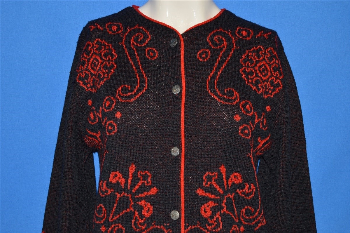 80Er Jahre Pendleton Schwarz Floral Cardigan Pullover Damen Medium 80Er Jahre Pendleton Schwarz Floral Cardigan Pullover Damen Medium von thecaptainsvintage