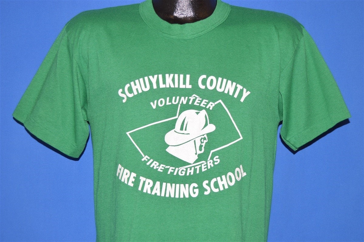 80Er Jahre Schuylrill County Volunteer Feuerwehr Schule T-Shirt Medium von thecaptainsvintage