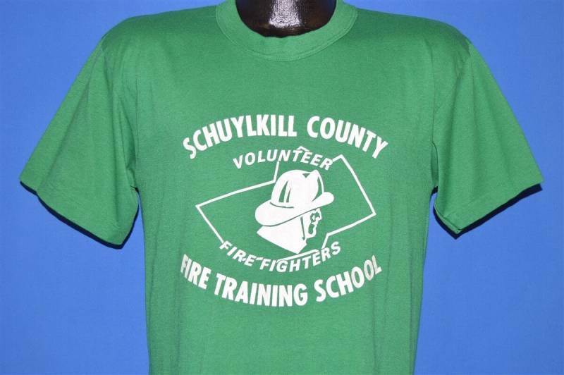 80Er Jahre Schuylrill County Volunteer Feuerwehr Schule T-Shirt Medium von thecaptainsvintage