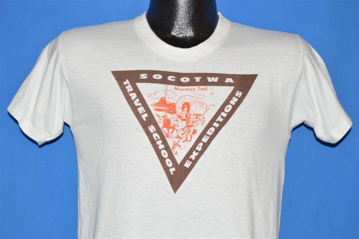 80Er Jahre Socotwa Travel School Entdeckungsreise T-Shirt Small von thecaptainsvintage