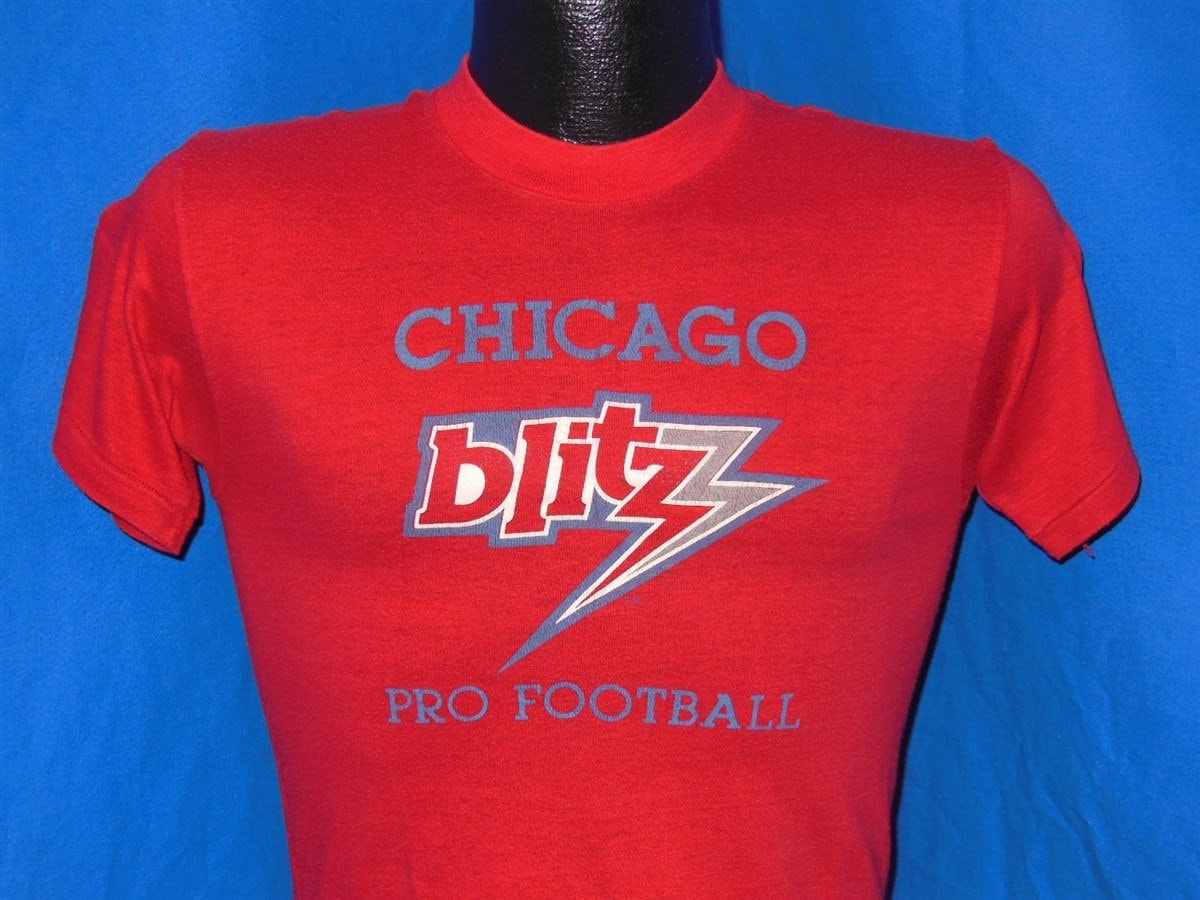 80Er Jahre Usfl Chicago Blitz Alt Pro Football Rot Vintage T-Shirt von thecaptainsvintage