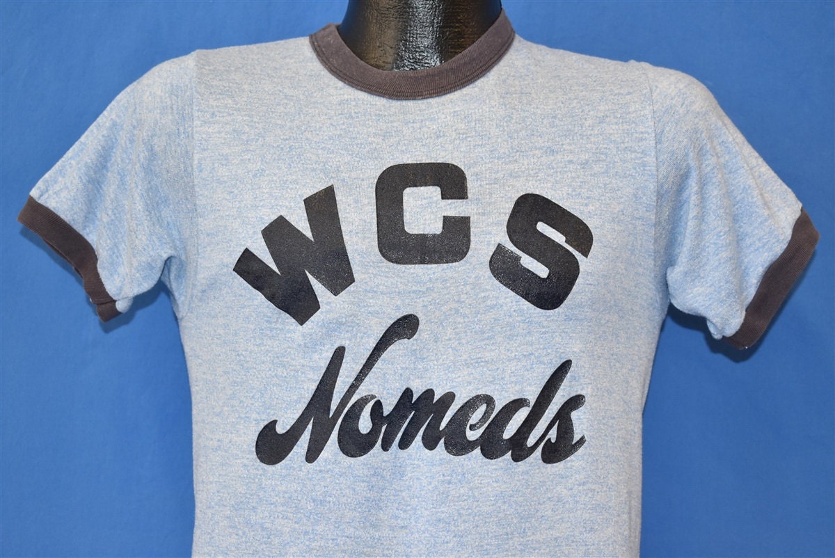 80Er Jahre Wcs Nomeds Donna Ringer T-Shirt Small von thecaptainsvintage