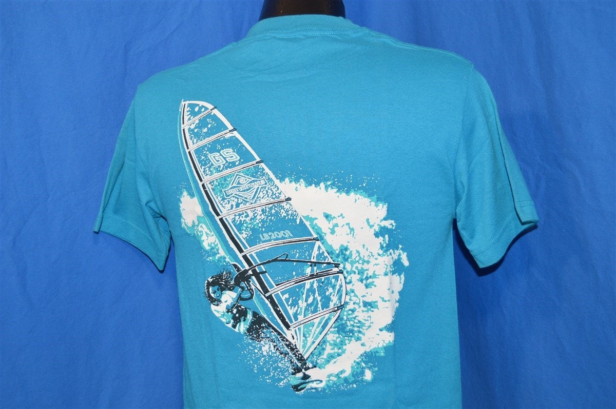 80Er Jahre Wellenritt Windsurfen Doppelseitig Teal Blue Vintage T-Shirt Small 80Er Jahre Wellenritt Windsurfen Doppelseitig Teal Blue Vintage T-Shirt Small von thecaptainsvintage