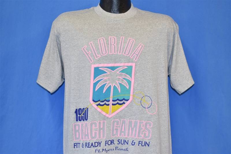 90Er Jahre Florida Beach Games Fort Myers Sun & Fun Palmen T-Shirt Large von thecaptainsvintage