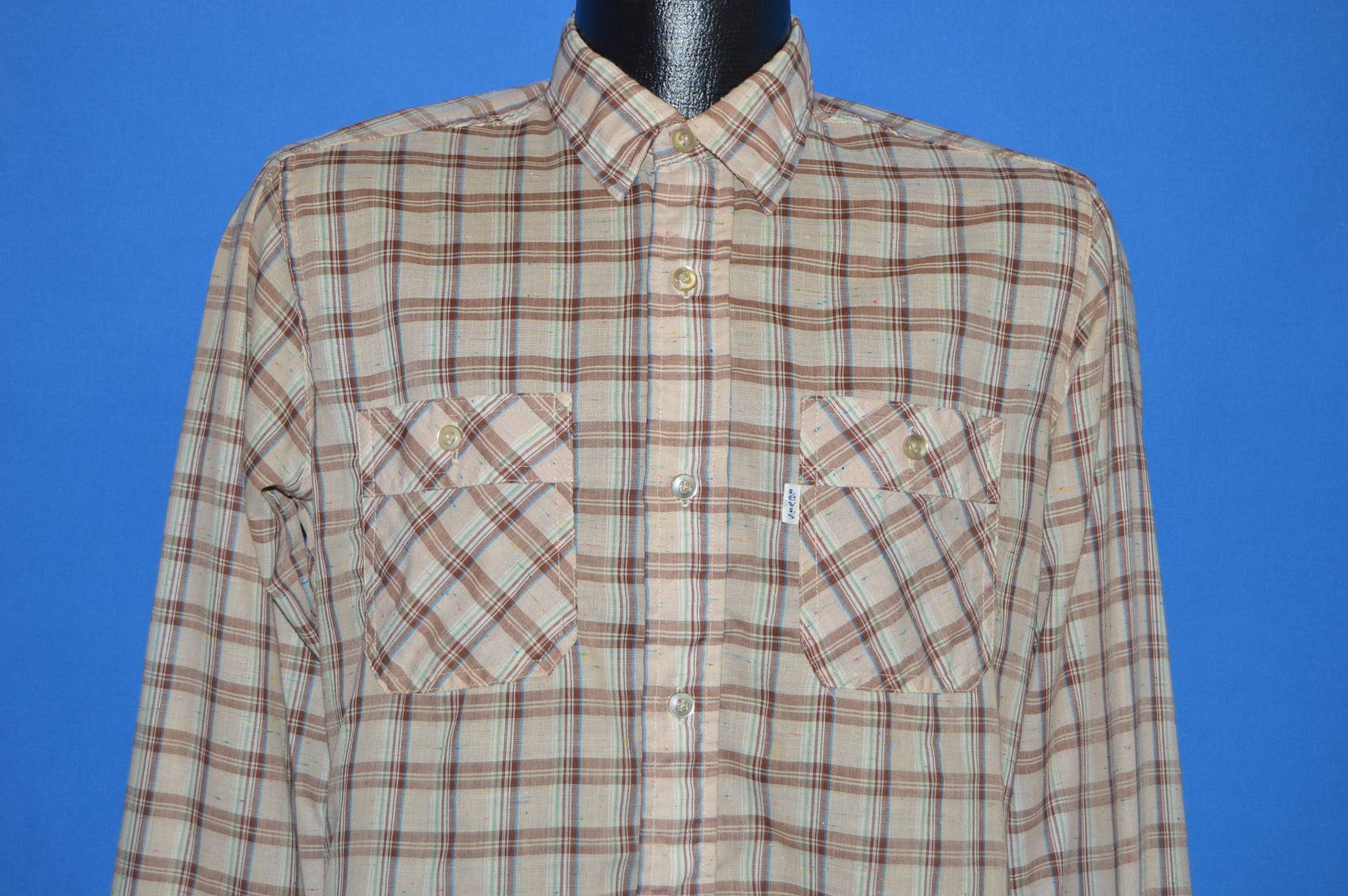 90Er Jahre Levi's Hemd Braun Beige Kariert von thecaptainsvintage