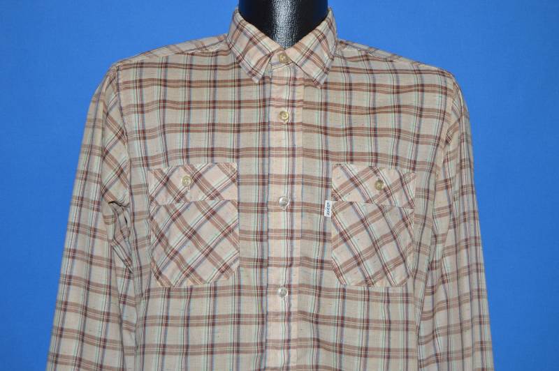 90Er Jahre Levi's Hemd Braun Beige Kariert von thecaptainsvintage