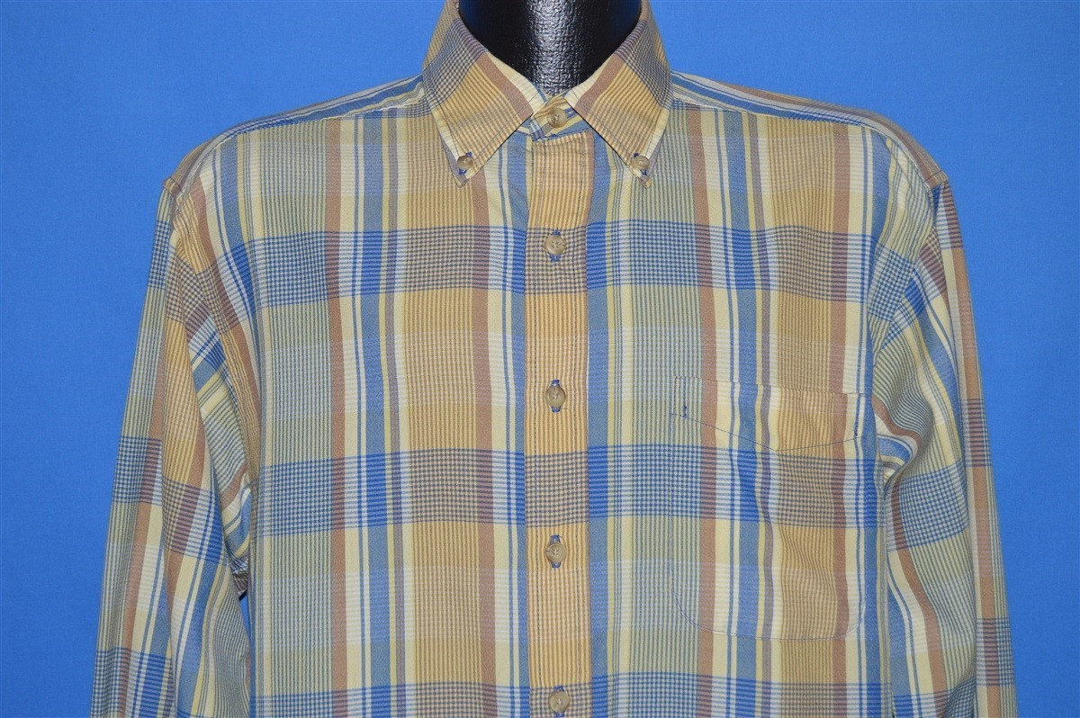 90Er Jahre Pendleton Gelb Button Down Kariertes Wollhemd Medium von thecaptainsvintage