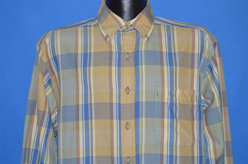 90Er Jahre Pendleton Gelb Button Down Kariertes Wollhemd Medium von thecaptainsvintage