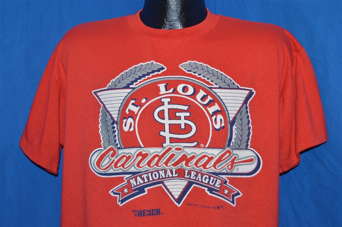 90Er Jahre St. Louis Cardinals Crest Logo National League T-Shirt Large von thecaptainsvintage