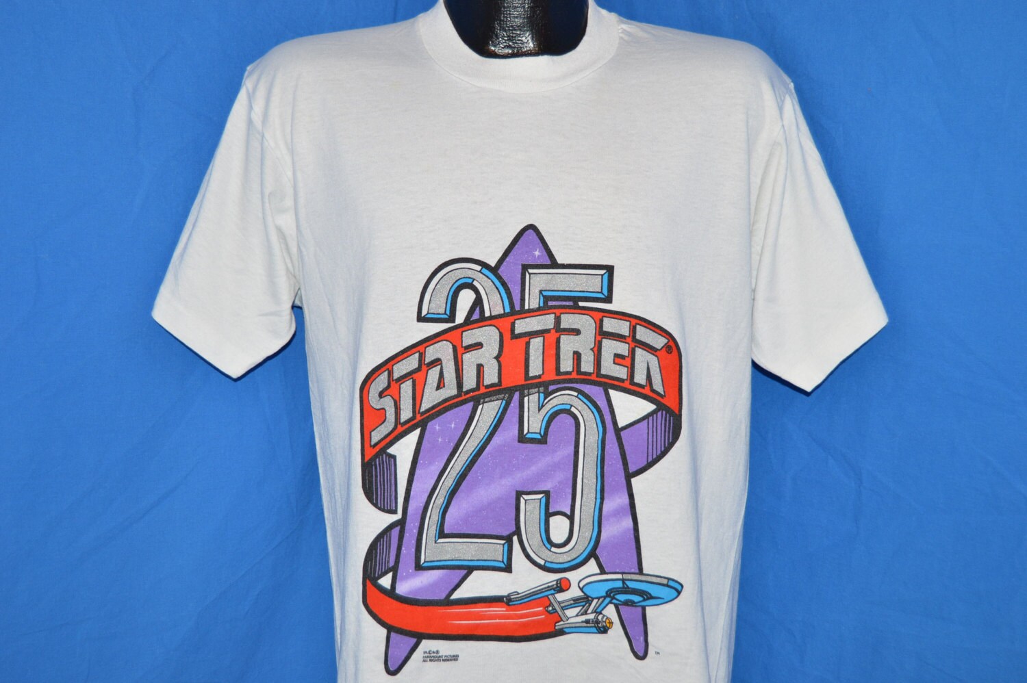 90Er Jahre Star Trek 25-Jähriges Jubiläum Silverenterprise T-Shirt Groß von thecaptainsvintage