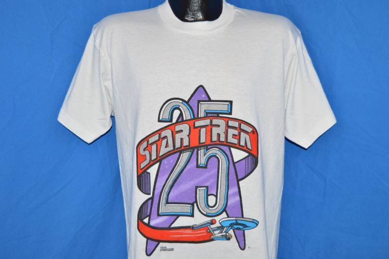 90Er Jahre Star Trek 25-Jähriges Jubiläum Silverenterprise T-Shirt Groß von thecaptainsvintage
