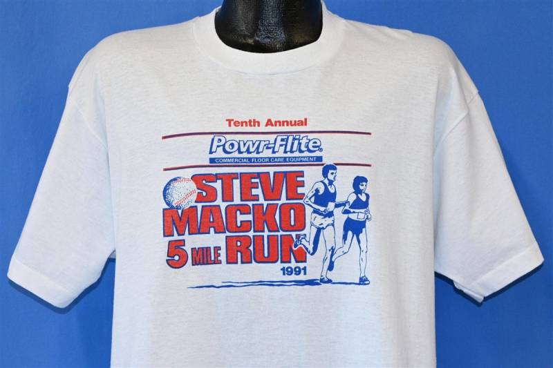 90Er Jahre Steve Macko 5 Mile Run Powr Flite Signature 1991 Renn-T-Shirt Extra Large von thecaptainsvintage