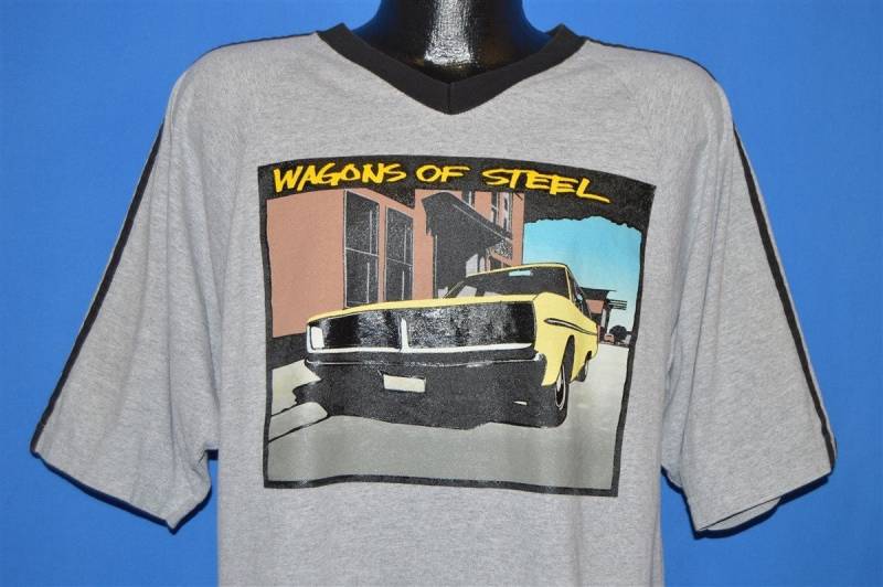 90Er Jahre Wagons Of Steel Classic Car V-Neck T-Shirt Large 90Er Jahre Wagons Of Steel Classic Car V-Neck T-Shirt Large von thecaptainsvintage