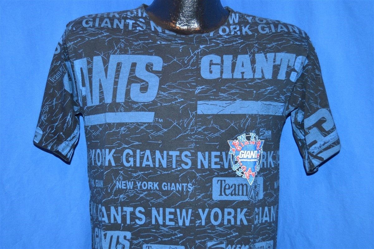 90S New York Giants All Over Print Schwarzes Vintage T-Shirt Medium 90S New York Giants All Over Print Schwarzes Vintage T-Shirt Medium von thecaptainsvintage