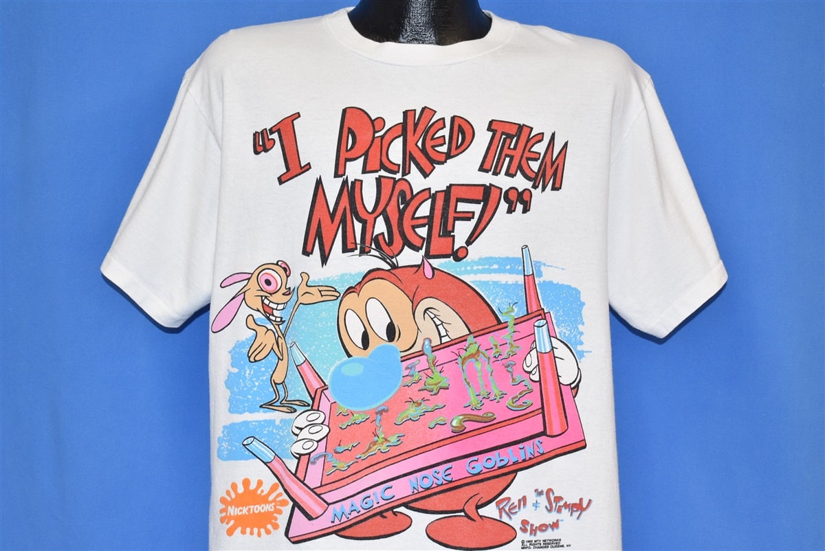 90S Ren & Stimpy Magic Nose Goblins Nickelodeon I Picked Them Myself T-Shirt Large von thecaptainsvintage