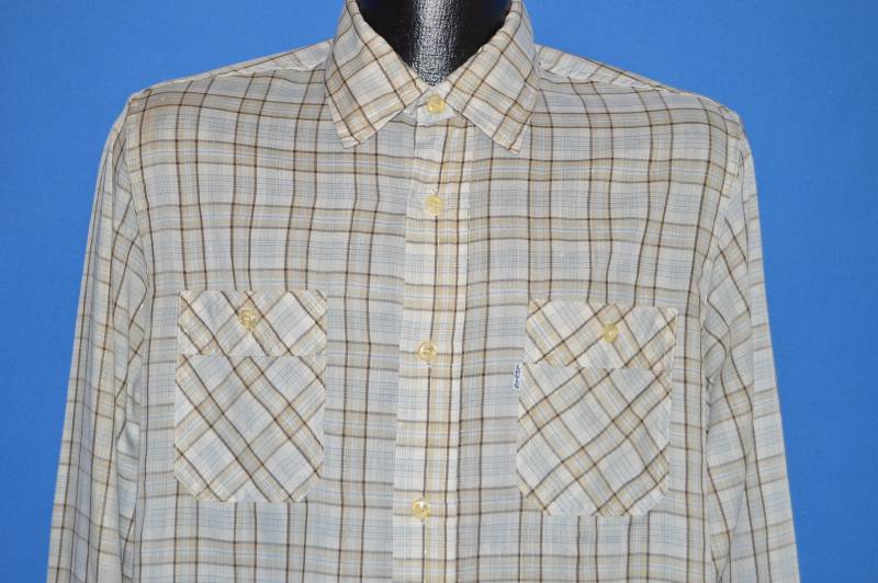 Vintage Levi's Hemd Gross Braun Silber Kariert Button Down von thecaptainsvintage