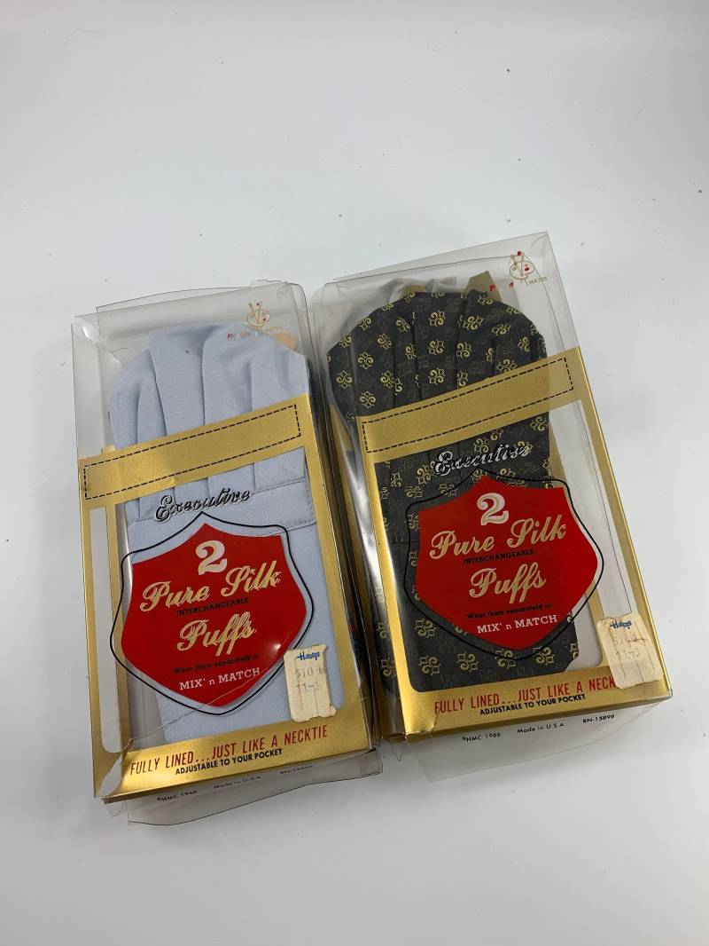 4Er-Set Neu Im Paket Vintage Herren Mix & Match Reine Seide Puffs Einstecktücher Exekutivmarke von thecherrychic