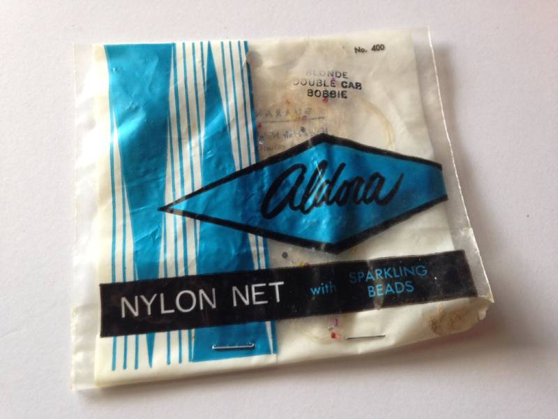 Vintage Neu Im Paket Aldora Blonde Nylon Haarnetz Mit Funkelnden Perlen von thecherrychic