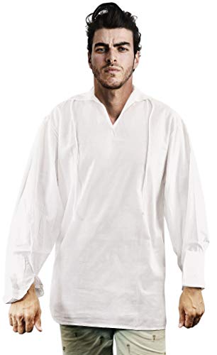 thecostumebase Exaktes Piratenhemd Jack Sparrow Kostüm (L) Weiß von costumebase