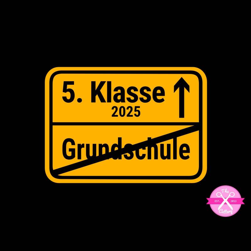 Bügelbild Grundschulabschluss Ortsschild 5. Klasse 2025, Flexfolie, Bügelmotiv Aufbügler Applikation von thecuttery