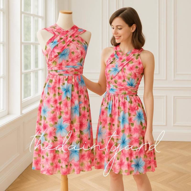 Tdy Anna Floral Infinity Kleid Cabrio Multiway Sommer Twist Wickelkleid Brautjungfer Lebendiges von thedaintyard