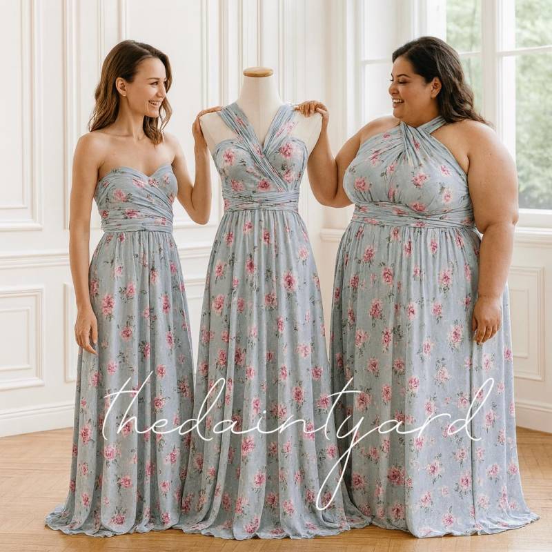 Tdy Celia Maxi Floral Infinity Kleid Cabrio Multiway Langes Ballkleid Wickelkleid Sommer Brautjungfer von thedaintyard