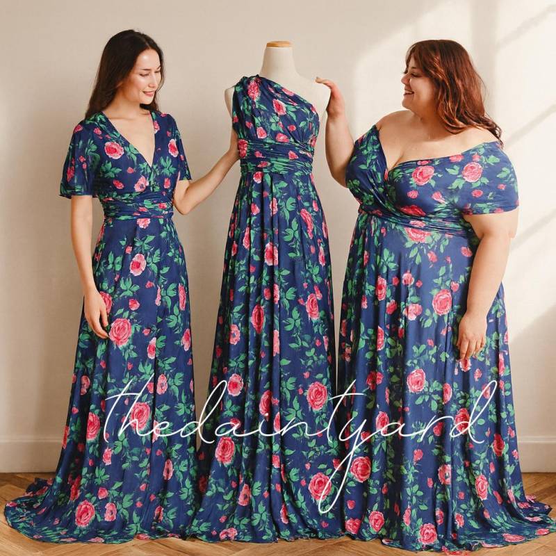 Tdy Donna Maxi Floral Infinity Langes Ballkleid Kleid Cabrio Multiway Wickelkleid Sommer Brautjungfer von thedaintyard