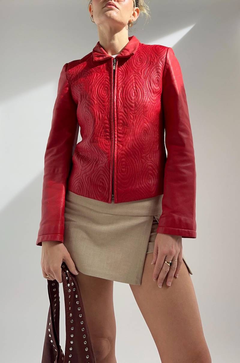 Vintage 90Er Jahre Y2K Rote Lederjacke/Weiche Damen Jacke Au 8 | Small von thedillonstore