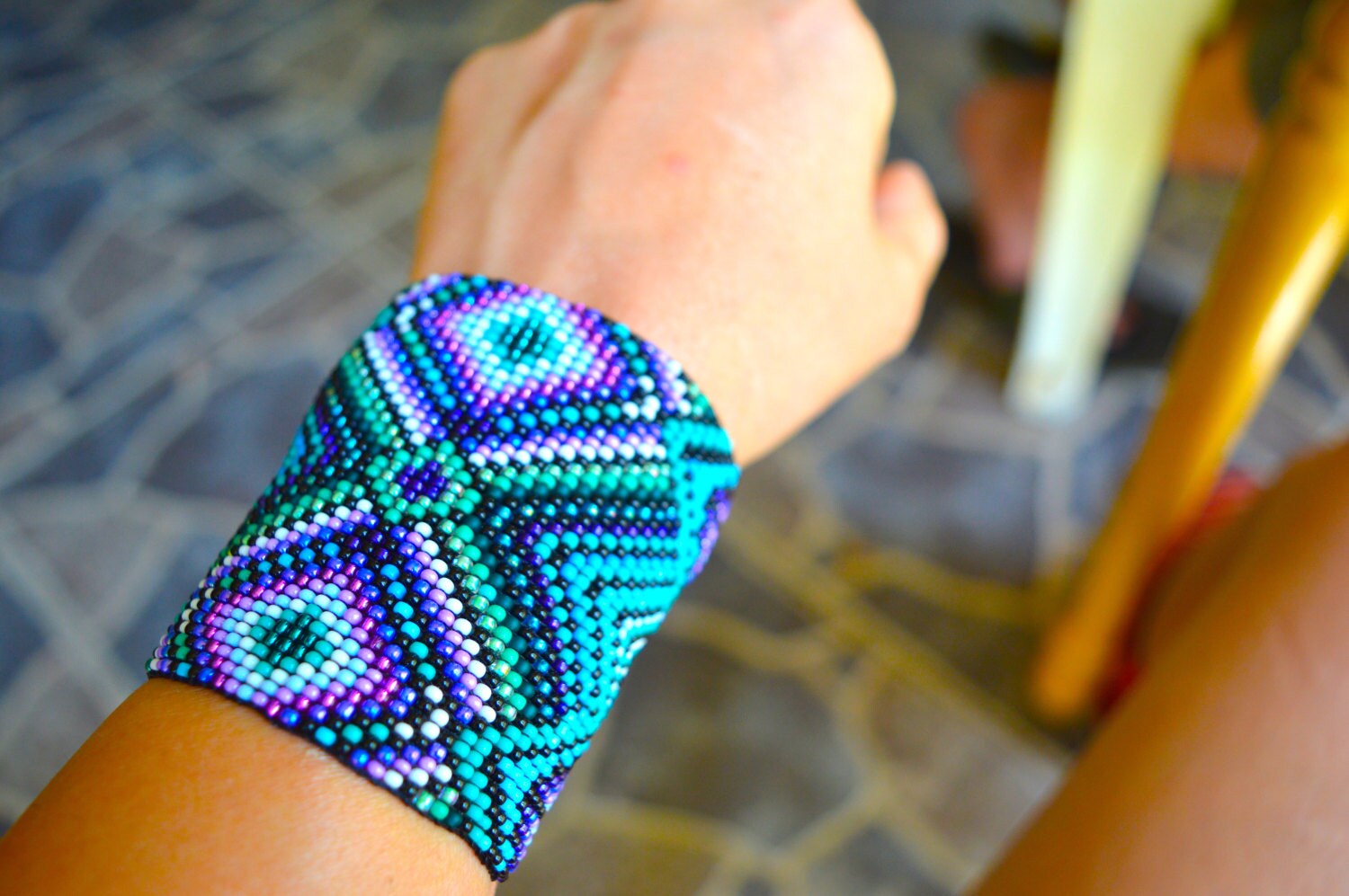 Göttin Energie Schild Armband Türkis Und Lila Anpassbare Hand Gewebte Perle Zeremonie Gebet Medizin Boho Festival Schamane Göttin Energie Schild Armband Türkis Und Lila Anpassbare Hand Gewebte Perle Zeremonie Gebet Medizin Boho Festival Schamane von theelixirlife
