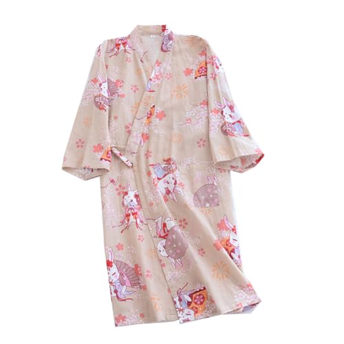 Japanische Frauen Robe Baumwolle Morgenmantel Kimono Pyjamas Nachthemd-Kran A von thefancypumpkin