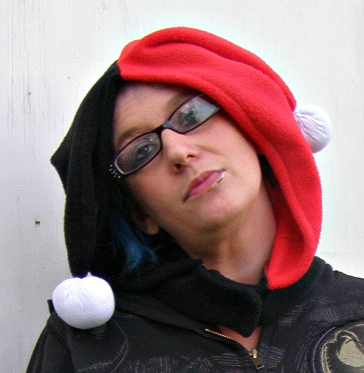 Harlekin Kostüm Cosplay Fleece Hoodie Hut Arkham Winter Weihnachten von thegeekgarden