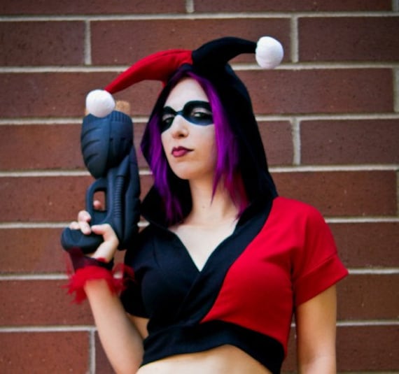 Harley Q Custom Kostüm Cosplay Kapuzenpullover Shrug Arkham Jede Gr von thegeekgarden