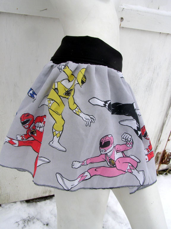 Mächtiger Morphin Power Rangers Tutu Minirock Oder Top in Action Posen Aus Wiederverwendetem Stoff von thegeekgarden