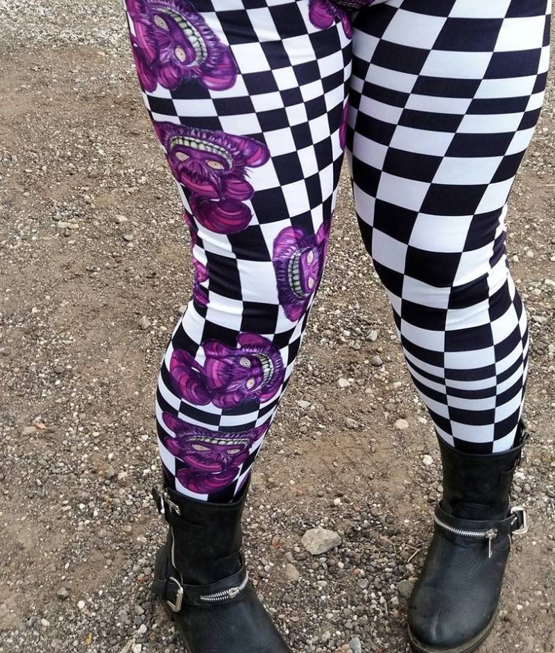 Op Art Dunkel Grinsekatze Split Bein Leggings Hose Oder Ganz Chechire Op von thegeekgarden