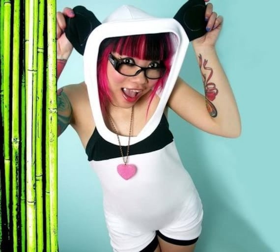 Pandabär Mit Kapuze Strampler Oder Kleid Punk Kostüm Cosplay Kigurumi Kawaii von thegeekgarden