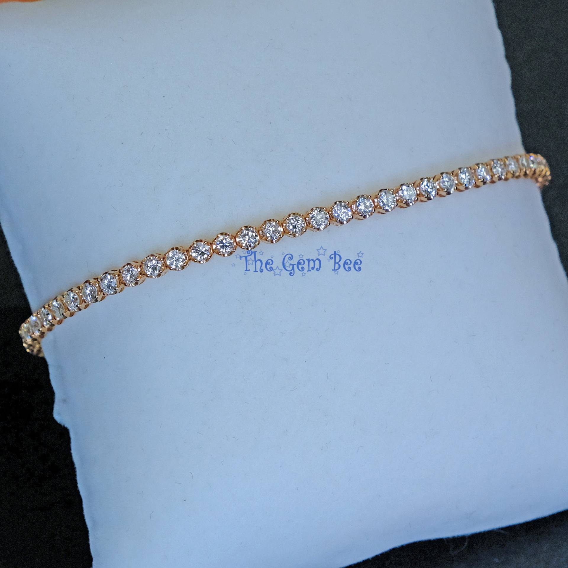 14K Massive Rosegold 3 Karat Brillantschliff Diamant Tennis Armband 7 Inch von thegembee