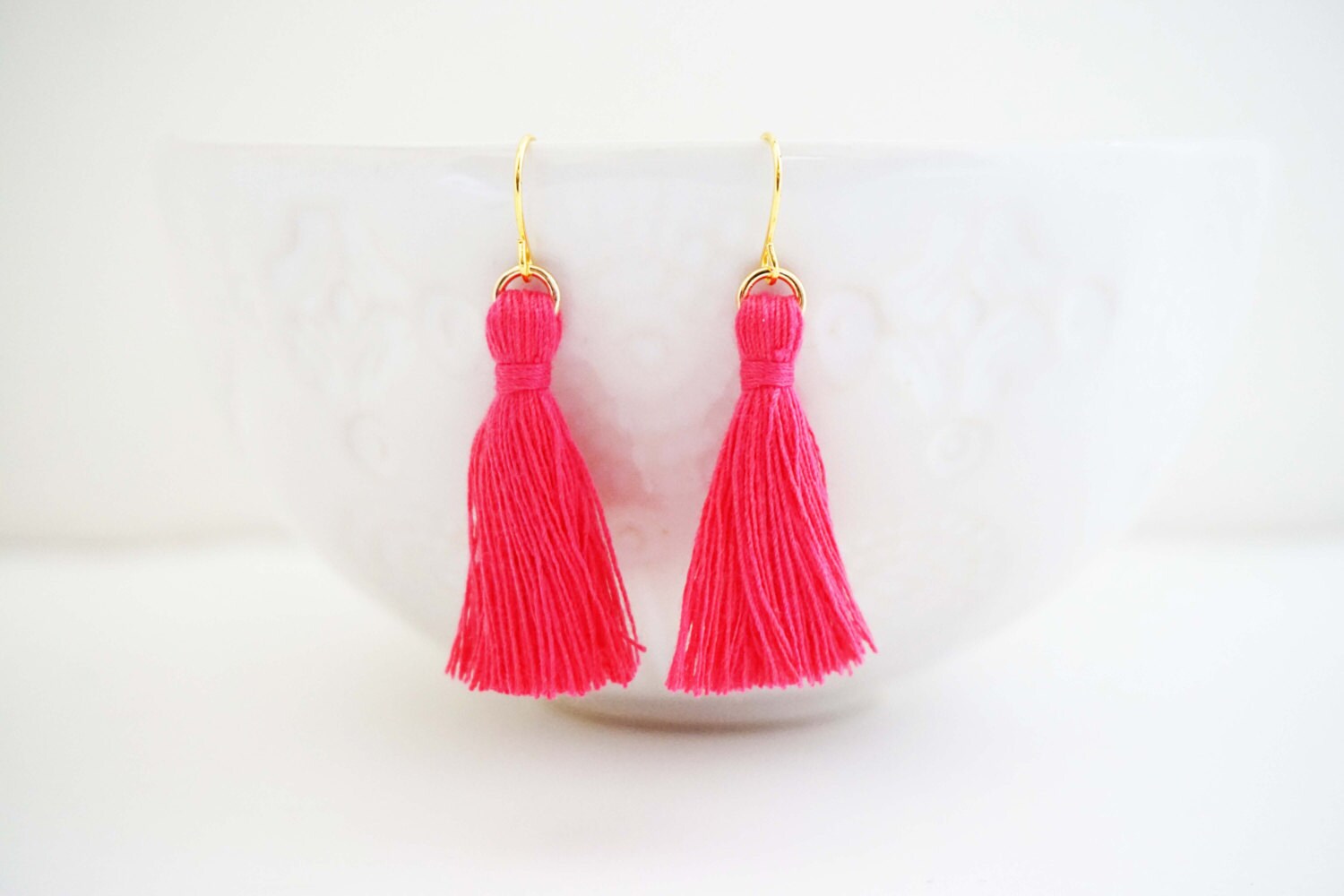 Pink Und Gold Quaste Ohrringe von thegemco