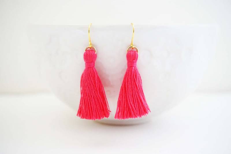 Pink Und Gold Quaste Ohrringe von thegemco